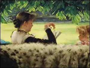 Kobieta i dziewczynka na obrazie Jamesa Tissota