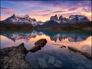 Cordillera del Paine, Jezioro, Chile, Góry, Patagonia, Park Narodowy Torres del Paine, Lake Pehoe