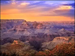 Park Narodowy Wielkiego Kanionu, Wschód słońca, Kolorado, Stany Zjednoczone, Grand Canyon