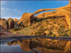 Łuk skalny, Skały, Park Narodowy Arches, Stany Zjednoczone, Landscape Arch, Utah
