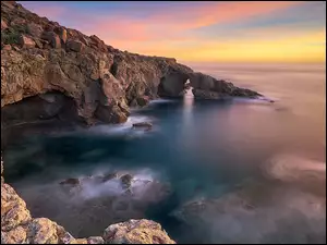 Skały, Morze, Sant Antioco, Włochy, Wyspa, Sardynia