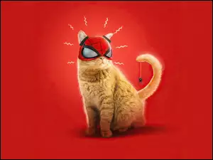 Ogon, Kot, Maska, Spider-Man, Tło, Pająk, 2D, Czerwone