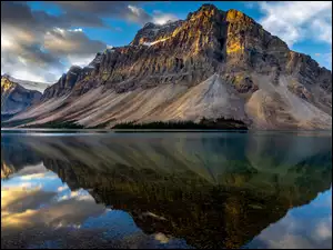 Crowfoot Mountain, Jezioro, Kanada, Góry, Park Narodowy Banff, Odbicie, Bow Lake