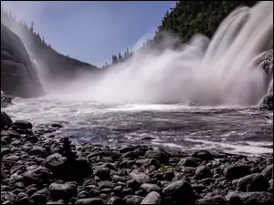 Kanada, Chute Manitou, Quebec, Rzeka, Riviere Manitou, Góry, Skały, Wodospad, Kamienie