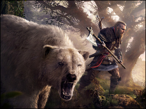 Kadr z niedźwiedziem w grze Assassins Creed Valhalla