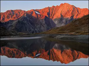 Szczyty Pietrarossa, Góry, Odbicie, Włochy, Jezioro, Lombardia