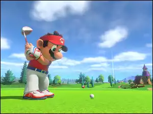 Mario grający w golfa w grze Mario Golf Super Rush