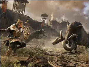 Eivor walcząca ze zwierzętami w grze Assassins Creed Valhalla