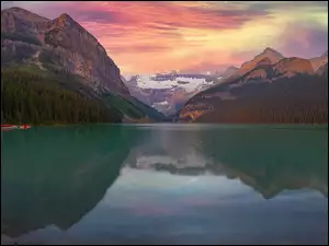Park Narodowy Banff, Góry, Jezioro, Alberta, Kolorowe, Lake Louise, Kanada, Niebo