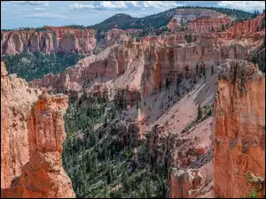 Skały, Kanion, Park Narodowy Bryce Canyon, Stany Zjednoczone, Drzewa, Utah