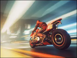 Postać Yaiba Kusanagi na motocyklu CT-3X z gry Cyberpunk 2077