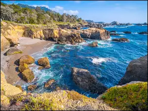 Point Lobos, Skały, Plaża, Kalifornia, Morze, Rezerwat przyrody, Stany Zjednoczone, Kamienie