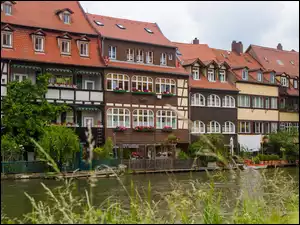 Domy nad rzekąRegnitz w bawarskim mieście Bamberg