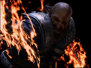 God of War, Postać, Ogień, Gra, Broda, Naramienniki, Kratos