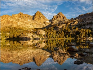 Jezioro, Góry, Odbicie, Stany Zjednoczone, Ediza Lake, Kalifornia