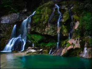 Las, Roślinność, Wodospad Virje, Słowenia, Skały