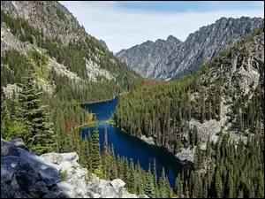 Jezioro, Góry Kaskadowe, Drzewa, Stany Zjednoczone, Nada Lake, Stan Waszyngton
