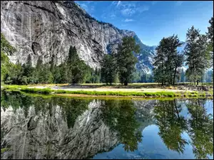 Rzeka, Merced River, Stany Zjednoczone, Góry, Kalifornia, Park Narodowy Yosemite, Drzewa