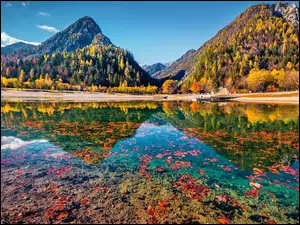 Jezioro, Lasy, Góry, Słowenia, Jasna Lake