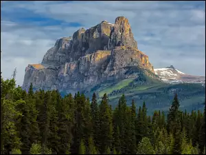 Góra, Góry, Drzewa, Kanada, Castle Mountain, Park Narodowy Banff