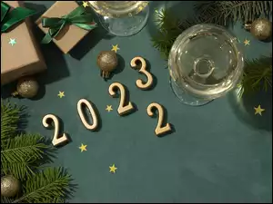 Gałązki, Prezenty, 2023, Nowy Rok, Bombki