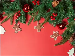 Boże Narodzenie, Gałązki, Pierniki, Bombki
