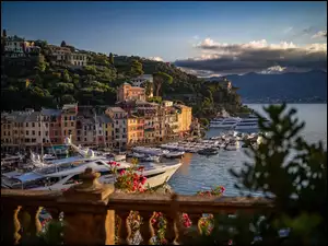 Jachty, Domy, Port, Włochy, Motorówki, Portofino