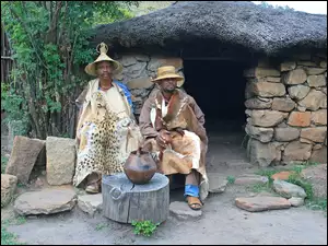 Mężczyźni w tradycyjny stroju Basotho