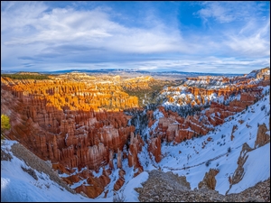 Skały, Góry, Park Narodowy Bryce Canyon, Stany zjednoczone, Śnieg, Stan Utah