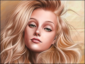 Portret młodej blondynki w grafice