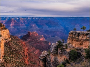 Park Narodowy Wielkiego Kanionu, GĂłry, Kanion, Arizona, SkaĹy, Grand Canyon, Stany Zjednoczone, Drzewa