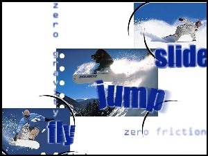 jump, Snowbording, śnieg, deska , snowboardzista