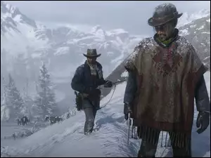 Zima, Góry, Red Dead Redemption 2, Gra, Mężczyźni