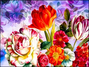 Graficzne kwiaty barwne
