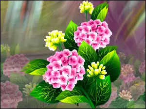 graficzne kwiaty z liśćmi