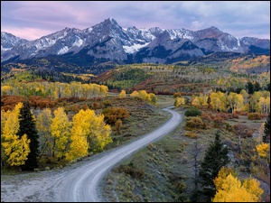 Kolorado, Stany Zjednoczone, San Juan Mountains, Droga, Góry, Jesień