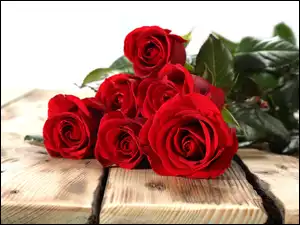 Róż, Walentynki, Czerwonych, Bukiet, Ławka