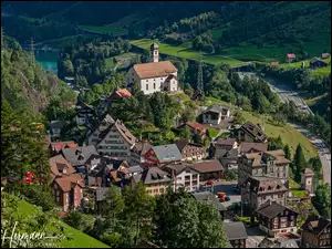 Dolina, Domy, Szwajcaria, GĂłry, Kanton Uri, Wassen, Droga