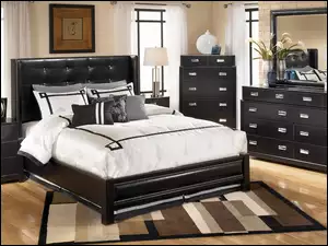 Sypialnia w czarno-białych kolorach