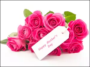 Napis, Dzień Matki, Bukiet, Róże, Happy Mothers Day