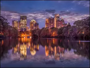 Miasto nocą, Stany Zjednoczone, Georgia, Atlanta
