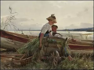 Mężczyzna i kobieta na łódce w malarstwie Carla Raupa