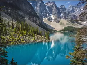Górskie jezioro w otoczeniu drzew