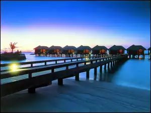 Malediwy, Molo, Tropiki, Ocean, Hoteliki
