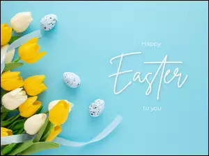 Kolorowe, Jajka, TĹo, Wielkanoc, Niebieskie, Happy Easter, Napis