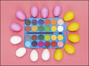 Kolorowe jajka naokoĹo farbek