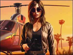 Postać kobiety z gry Grand Theft Auto