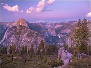 Kalifornia, Park Narodowy Yosemite, Half Dome, Stany Zjednoczone, Szczyt, Góry, Drzewa