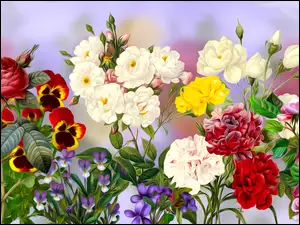 Różne barwne kwiatki graficzne