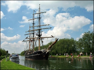 Gloucester, Kanał, Statek, Park, Żaglowiec, Wycieczkowy